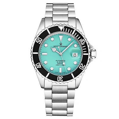 Pre-owned Revue Thommen Mens 'diver' Green Dial Stainless Steel Automatic Watch 17571.2131