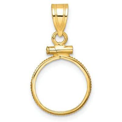 Pre-owned Roy Rose Jewelry Gold Coin Pendant Mounting- 13mm 15mm Coin Size -reeded Edge Bezel Frame Design