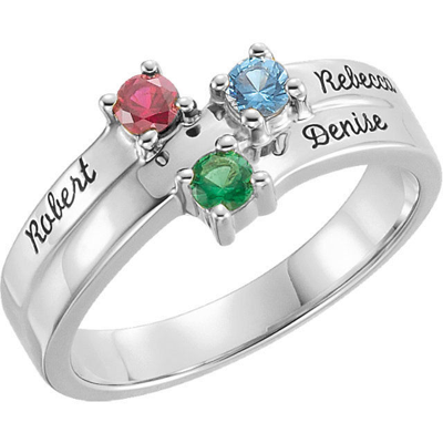 Pre-owned Everydaymomstore Engraved Family Rings Name Engraved Family Ring Mother's Jewelry Sterling Silver 1-4 Round Birthstones