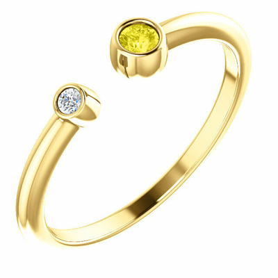 Pre-owned Carina Mother's Ring Open Space Family Ring 10k Or 14k Solid Gold Mothers Ring 1 To 6 Birthstones In 14k Yellow Gold