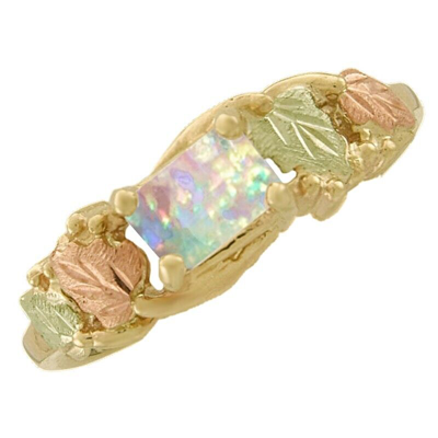 Pre-owned Black Hills Gold 10k  Ladies Ring W Opal Size 5 - 10