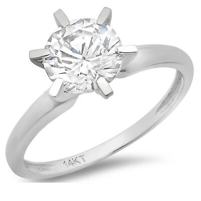 Pre-owned Pucci 3.1ct Round Simulated Diamond Wedding Engagement Anniversary Ring 14k White Gold In White/colorless