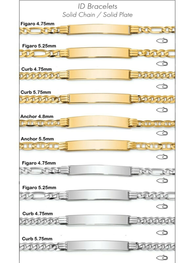 Pre-owned Roy Rose Jewelry Solid Gold I.d. Bracelets - Solid 14k Yellow Or White Gold - 7" Or 8" Lengths
