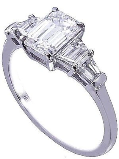 Pre-owned Knr 14k White Gold Emerald Cut Diamond Engagement Ring Bridal Wedding 1.60ctw Prong In H
