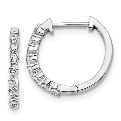 Pre-owned Jewelry 14k White Gold Diamond Hinged Hoop Earrings