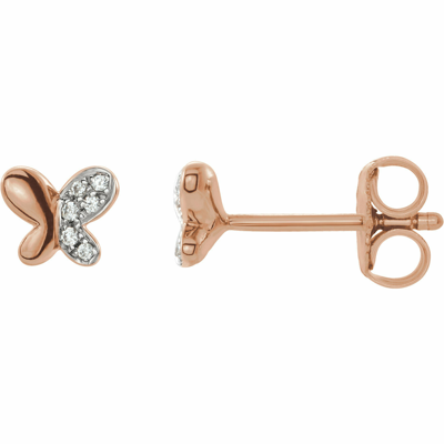 Pre-owned Ja Diamonds Diamond Butterfly Earrings In 14k Rose Gold (.04 Ct. Tw.) In H