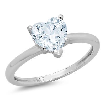 Pre-owned Pucci 1ct Heart Cut Vvs1 Simulated Blue Diamond Designer Promise Ring 14k White Gold