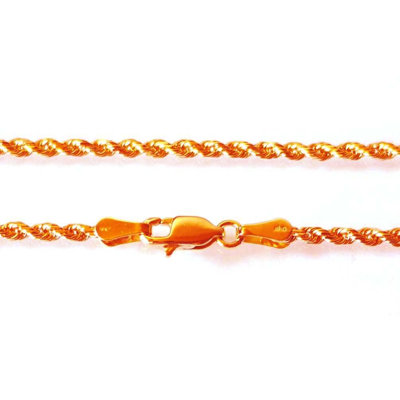 Pre-owned Aloha 14k Solid Rose Gold Rope Chain 2.8 Grams W: 1.0 Mm L: 16 Inches (40 Cm)-80