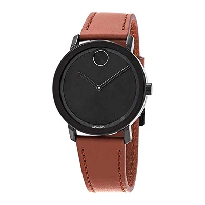 Pre-owned Movado Bold Cognac Leather Mens Watch 3600537