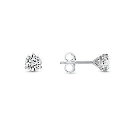 Pre-owned Shine Brite With A Diamond 3/4 Ct Round Lab Created Grown Diamond Earrings 18k White Gold D/vvs Martinipush In White/colorless