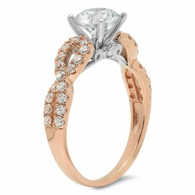 Pre-owned Pucci 1.40ct Round Halo Wedding Ring Bridal Band 14k White/rose Gold Simulated Diamond