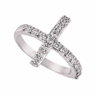 Pre-owned Morris 0.75 Carat Natural Diamond Cross Ring Si 14k White Gold