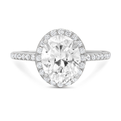 Pre-owned Pucci 2.86ct Oval Cut Solitaire Engagement Ring Halo Solid 14k White Gold Bridal Band In D