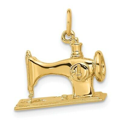 Pre-owned Skyjewelers Real 14kt Yellow Gold 3d Antique Sewing Machine Charm