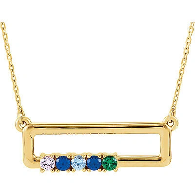 Pre-owned Everydaymomstore Bar Necklace For Mother, Family Jewelry 14k Gold Necklace 1-5 Birthstones