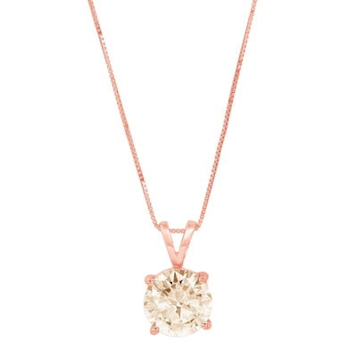 Pre-owned Pucci 1.5ct Round Cut Natural Morganite Pendant Necklace 16" Chain 14k Pink Rose Gold