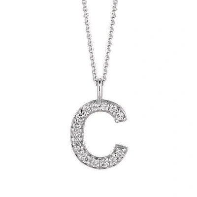Pre-owned Morris 0.15 Carat Natural Diamond C Initial Necklace 14k White Gold Si 18'' Chain