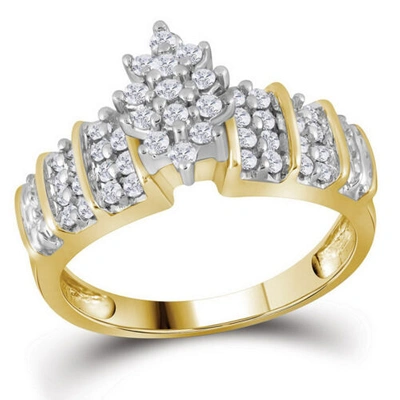 Pre-owned Roy Rose Jewelry 10k Yellow Gold Womens Round Diamond Marquise-shape Cluster Ring 1/2 Carat Tw In White