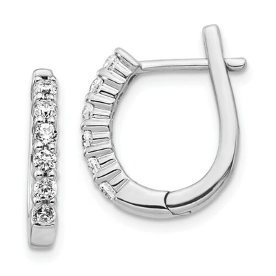 Pre-owned Jewelry 14k White Gold Diamond Hinged Hoop Earrings
