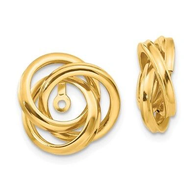 Pre-owned Superdealsforeverything Real 14kt Yellow Gold Polished Love Knot Earring Jackets