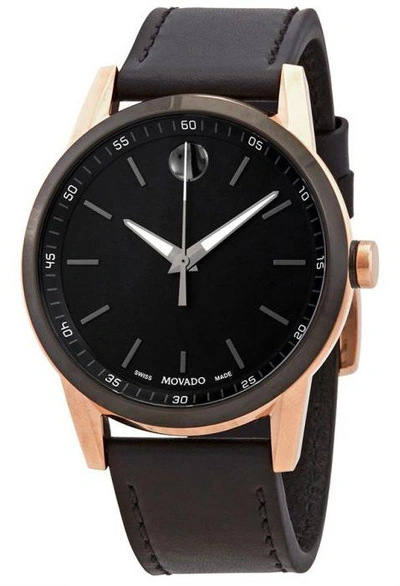 Pre-owned Movado Museum Sport Leather Mens Watch 0607358
