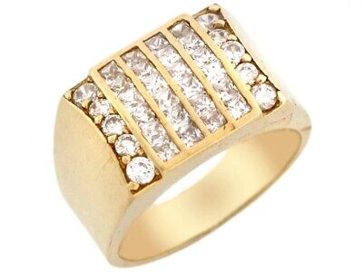 Pre-owned Jackani 10k Or 14k Gold Six Row Cz Cluster High Polish Fancy Mens Ring In White
