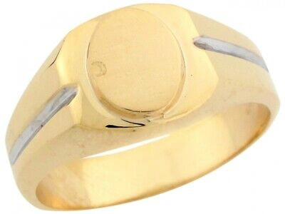 Pre-owned Jackani 10k Or 14k Two Tone Real Gold Modern Handsome Designer Mens Signet Ring