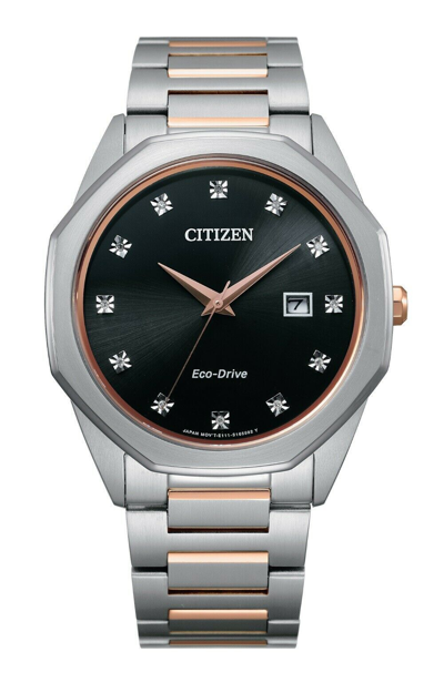 Pre-owned Citizen Eco-drive Corso Diamond Two-tone Steel Bracelet Watch Bm7496-56g