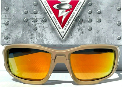 Pre-owned Oakley Shock Tube Ballistic Desert Terrain Tan Polarized Ruby Sunglass 9329 In Red
