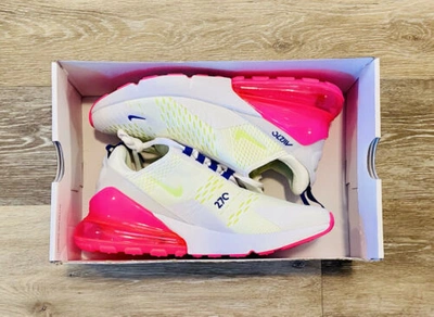 Pre-owned Nike Air Max 270 White Pink Blast Volt Purple Dh0252-100 Women's Size 6 In White-pink Blast-volt