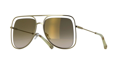 Pre-owned Chloé Ch0202s Gold/brown (004) Sunglasses