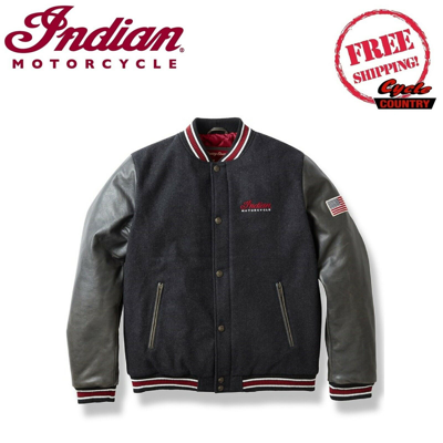 Pre-owned Indian Motorcycle Genuine  Brand Men's Varsity Bomber Jacket Black Free Shipping