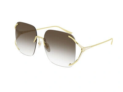 Pre-owned Gucci Sunglasses Gg0646s 002 Gold Brown Authentic