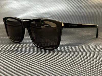 Pre-owned Saint Laurent Sl 339 001 Black Rectangle Men's 57 Mm Sunglasses