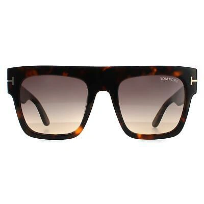 Pre-owned Tom Ford Sunglasses Renee Ft0847 52b Dark Havana Smoke Gradient In Gray