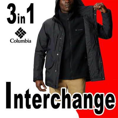 Pre-owned Columbia Limited Men's  Mecan Pass 3 In 1 Interchange Jacket Hood Omni-tech Black