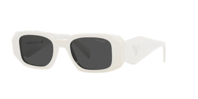 Pre-owned Prada Sunglasses Pr17ws 1425s0 49mm Ivory / Dark Grey Lens