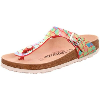 Pre-owned Birkenstock Gizeh Gator Gleam Raspberry Pink Rose Metallic Sandals Slides Thongs