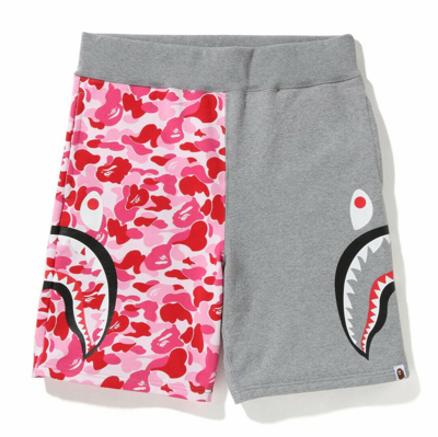Pre-owned A Bathing Ape "abc Camo Side Shark Sweat Shorts" Pink Size S-2xl