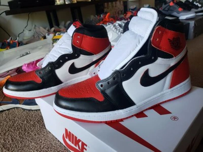 Pre-owned Jordan Air Heritage Bred Toe Custom Size 10 In White