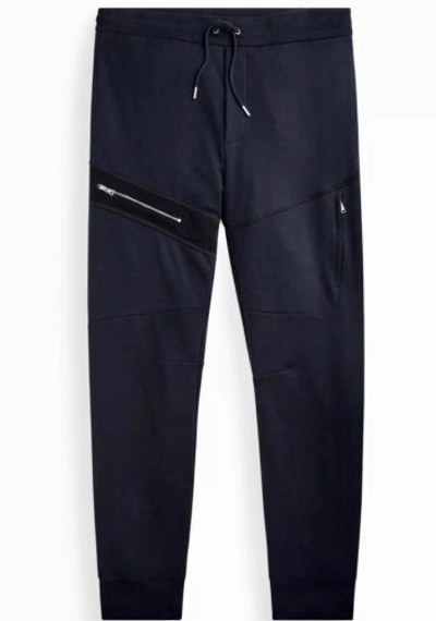 Pre-owned Ralph Lauren Purple Label Rlx Navy Suede Trim Athletic Track Pants Joggers Xl In Blue