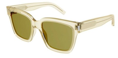 Pre-owned Saint Laurent Sl507 005 Transparent Yellow Green Rectangular Unisex Sunglasses