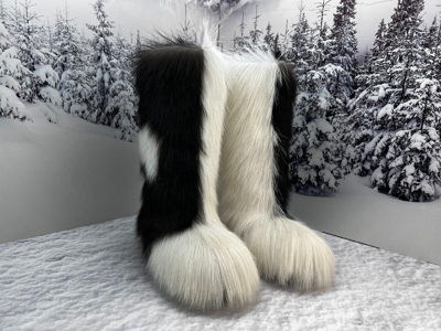 Pre-owned Litvin Men's Genuine Fur Mukluks Real Goat Fur Winter Snow Boots For Men In Brown