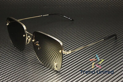 Pre-owned Saint Laurent Sl 312 M 006 58 Rectangular Gold Lt Brown 58 Mm Women's Sunglasses