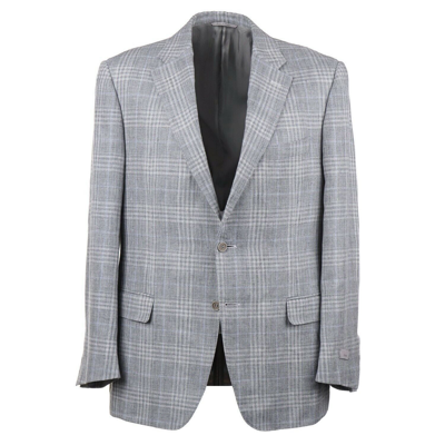Pre-owned Canali Gray-green Layered Check Linen And Wool Sport Coat 40r (eu 50)