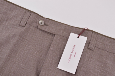 Pre-owned Luciano Barbera Dress Pants Size 38 Us Light Brown Fleck Wool/silk/linen