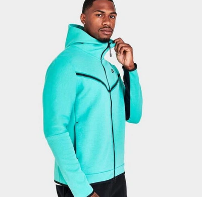 Pre-owned Nike Sportswear Tech Fleece Full-zip Hoodie Mens Washed Teal 2xl Cu4489-392 In Washed Teal/black