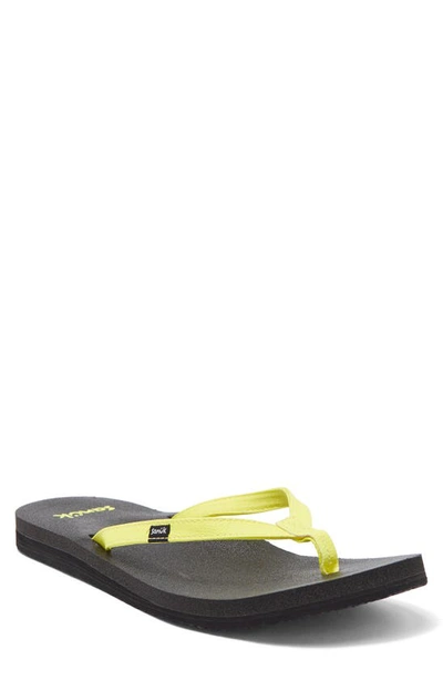 Sanuk 'yoga Joy' Flip Flop In Neon Yellow