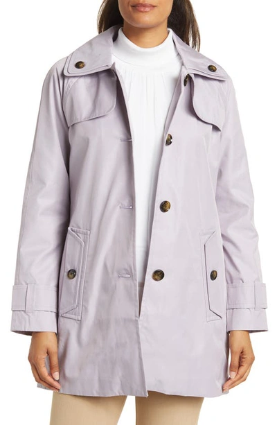 London Fog Long Button Front Jacket In Laven