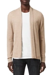 Allsaints Mode Slim Fit Wool Cardigan In Oat Marl